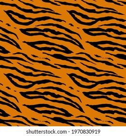 Seamless pattern with tiger stripes. Animal print.