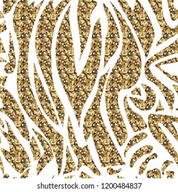 Seamless pattern with tiger stripes. Golden tiger skin