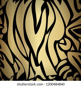 Seamless pattern with tiger stripes. Golden tiger skin