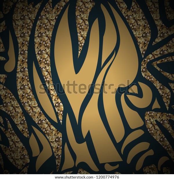 Seamless Pattern Tiger Stripes Golden Tiger Stock Vector (Royalty Free ...