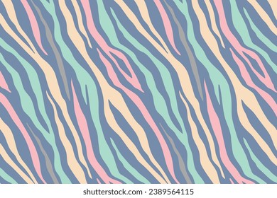 Seamless pattern with tiger stripes. Pastel animal print.