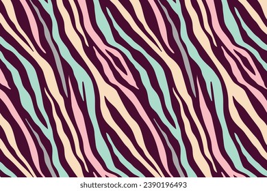 Seamless pattern with tiger stripes. Pastel animal print.