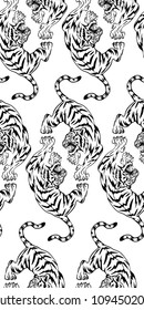 Seamless pattern tigers illustration design