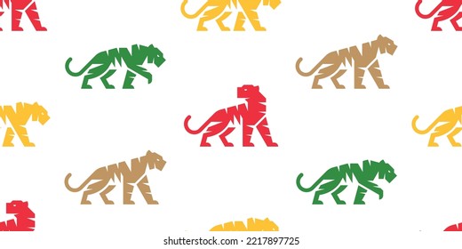 Seamless pattern with Tigers. isolated on white background