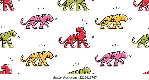Seamless pattern with Tigers. isolated on white background