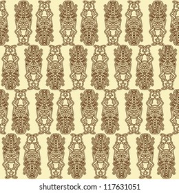 Seamless Pattern With Tiki mask