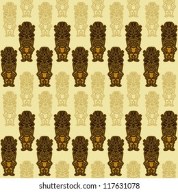 Seamless Pattern With Tiki totem