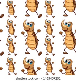 Seamless pattern tile cartoon with beetle illustration