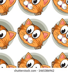 Seamless pattern tile cartoon with cat illustration