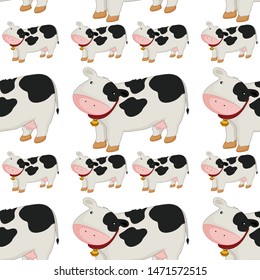 Seamless pattern tile cartoon with cow illustration