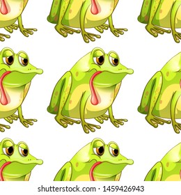 Desenho animado de azulejos de padrão sem costura com ilustração sapo
