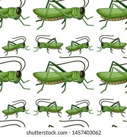 Seamless pattern tile cartoon with grasshopper illustration