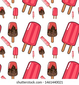 Caricatura de mosaico de patrón sin foco con ilustración de helados