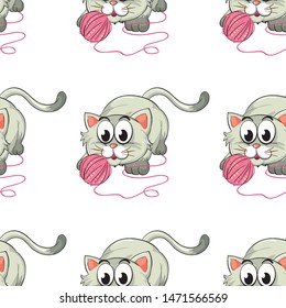Seamless pattern tile cartoon with kitten illustration