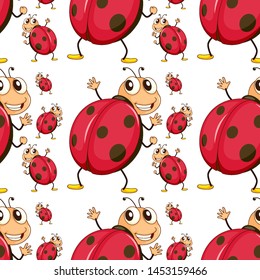 Seamless pattern tile cartoon with ladybug illustration