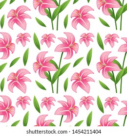 Seamless pattern tile cartoon with lilly flower illustration