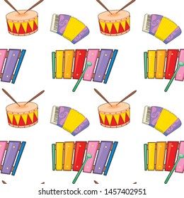 Seamless pattern tile cartoon with music theme illustration