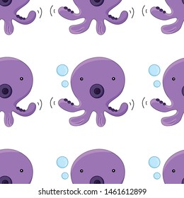 Seamless pattern tile cartoon with octopus illustration