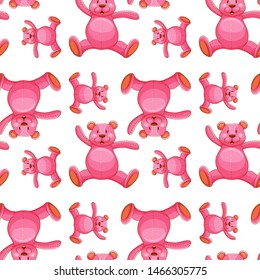 Seamless pattern tile cartoon with pink teddy illustration