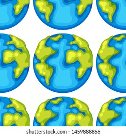 Seamless pattern tile cartoon with planet Earth illustration