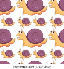 Seamless pattern tile cartoon with snail illustration