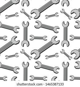 Caricatura de mosaico de patrones sin soldadura con ilustraciones de herramientas de spanner