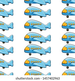Seamless pattern tile cartoon with toy plane illustration