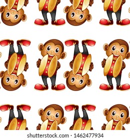 Seamless pattern tile cartoon with toy monkey illustration
