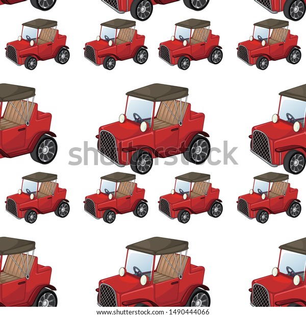 Seamless\
pattern tile cartoon with toy car\
illustration