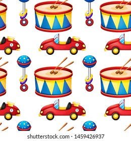 Seamless pattern tile cartoon with toys illustration