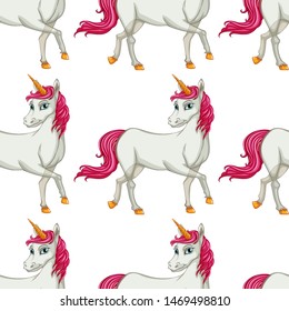 Seamless pattern tile cartoon with unicorn illustration