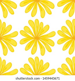 Caricatura de mosaico de patrones sin foco con ilustración de flores amarillas