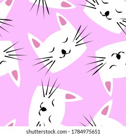 Seamless pattern tile with cute cat shape