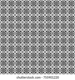 Seamless pattern tile. Islam, Arabic, Indian, ottoman motifs. Vintage vector decorative elements in white, gray and black tones. Perfect for printing on fabric or paper.