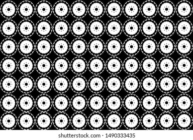 Seamless pattern tile with mandalas. Vintage decorative elements. Hand drawn black background. Islam, Arabic, Indian, ottoman motifs