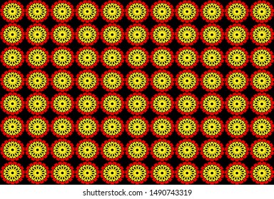 Seamless pattern tile with mandalas. Vintage decorative elements. Hand drawn black background. Islam, Arabic, Indian, ottoman motifs