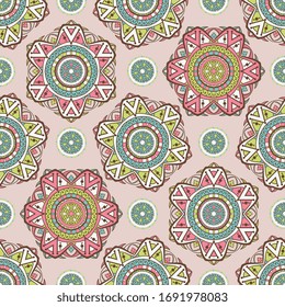 Baldosa de teja sin inconvenientes con mandalas. Elementos decorativos de época. Antecedentes dibujados a mano. Motivos islámicos, árabes, indios y otomanos. Perfecto para imprimir en tela o papel.