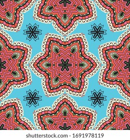 Seamless pattern tile with mandalas. Vintage decorative elements. Hand drawn background. Islam, Arabic, Indian, ottoman motifs. Perfect for printing on fabric or paper.