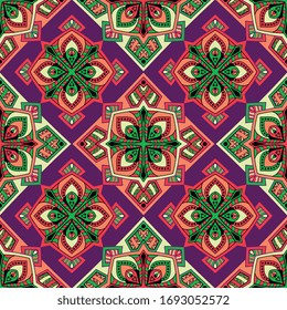 Seamless pattern tile with mandalas. Vintage decorative elements. Hand drawn background. Islam, Arabic, Indian, ottoman motifs. Perfect for printing on fabric or paper.