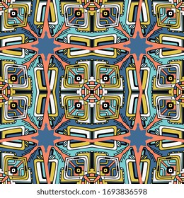 Baldosa de teja sin inconvenientes con mandalas. Elementos decorativos de época. Antecedentes dibujados a mano. Motivos islámicos, árabes, indios y otomanos. Perfecto para imprimir en tela o papel.
