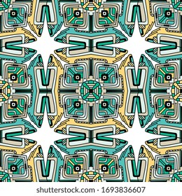 Seamless pattern tile with mandalas. Vintage decorative elements. Hand drawn background. Islam, Arabic, Indian, ottoman motifs. Perfect for printing on fabric or paper.
