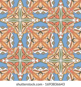Seamless pattern tile with mandalas. Vintage decorative elements. Hand drawn background. Islam, Arabic, Indian, ottoman motifs. Perfect for printing on fabric or paper.
