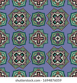 Nahtlose Musterkachel mit Mandalas. Vintage dekorative Elemente. Handgezeichnet Hintergrund. Islam, arabische, indische, ottomanische Motive. Perfekt für den Druck auf Stoff oder Papier.