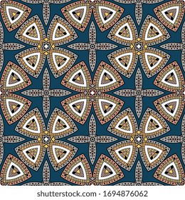 Seamless pattern tile with mandalas. Vintage decorative elements. Hand drawn background. Islam, Arabic, Indian, ottoman motifs. Perfect for printing on fabric or paper.