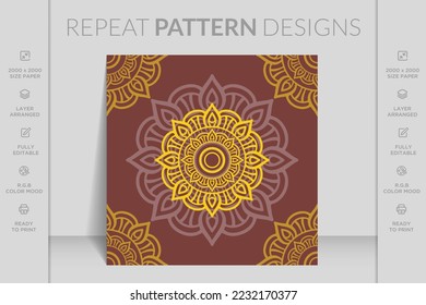 Seamless pattern tile with mandalas. Vintage decorative elements. Hand drawn background. Islam, Arabic, Indian, ottoman motifs. Great for fabric and textile, wallpaper, packaging or any desired idea.