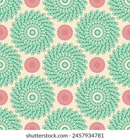 Seamless pattern tile with mandalas. Vintage decorative elements. ethnic elegant colorful background. Arabic, Indian, ottoman motifs. Perfect for printing on fabric or paper.