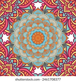 Seamless pattern tile with mandalas. Vintage decorative elements. Hand drawn background. Islam, Arabic, Indian, ottoman motifs. Perfect for printing on fabric or paper.