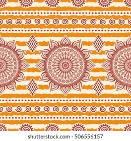 Seamless pattern tile with mandalas. Vintage decorative elements. Hand drawn background. Islam, Arabic, Indian, ottoman motifs. Perfect for printing on fabric or paper.