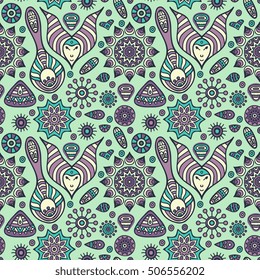 Seamless pattern tile with mandalas. Vintage decorative elements. Hand drawn background. Islam, Arabic, Indian, ottoman motifs. Perfect for printing on fabric or paper.