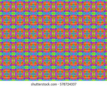 Seamless pattern tile with mandalas. Vintage decorative elements. Hand drawn background. Islam, Arabic, Indian motifs. Perfect for printing on fabric or paper. Neon rainbow kaleidoscope vector.Tie dye
